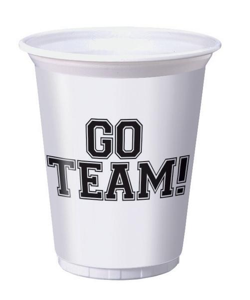 Plastic Cups "Go Team", White-Sports Team Cheering Supplies-Party Things Canada