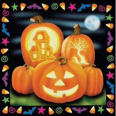 Pumpkin Lights Luncheon Napkins-Halloween Jack-o-Lanterns Themed Party Supplies-Party Things Canada