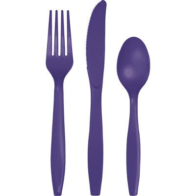 Purple Assorted Plastic Cutlery-Purple Solid Color Tableware-Party Things Canada