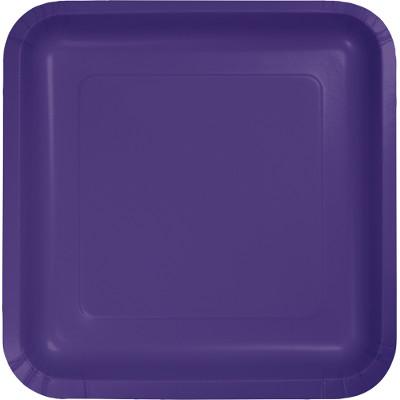 Purple Square Paper Luncheon Plates-Purple Solid Color Tableware-Party Things Canada