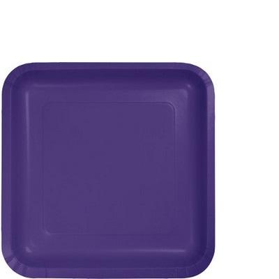 Purple Square Paper Luncheon Plates-Purple Solid Color Tableware-Party Things Canada