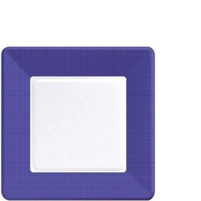Purple Textured Border Square Luncheon Plates-Purple Solid Color Tableware-Party Things Canada