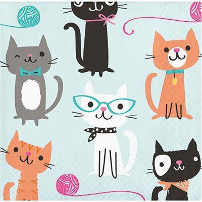 Purr-Fect Party Beverage Napkins-Cat Kittens Themed Girl Birthday Supplies-Party Things Canada