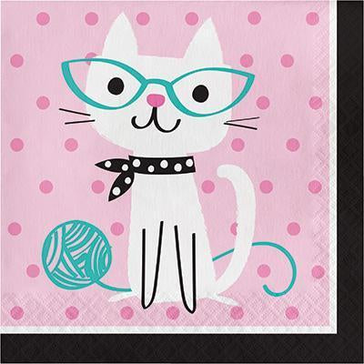Purr-Fect Party Luncheon Napkins-Cat Kittens Themed Girl Birthday Supplies-Party Things Canada