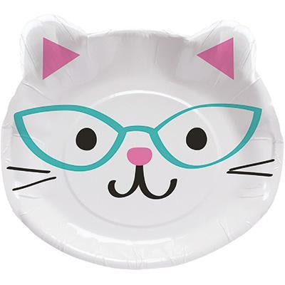 Purr-Fect Party Shaped Dinner Plates-Cat Kittens Themed Girl Birthday Supplies-Party Things Canada