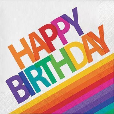 Rainbow Happy Birthday Luncheon Napkins-Rainbow Themed Birthday Supplies-Party Things Canada