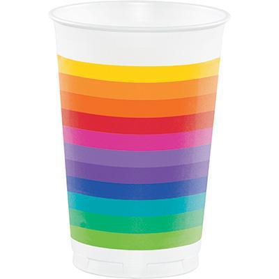Rainbow Printed Plastic Cups-Rainbow Themed Birthday Supplies-Party Things Canada