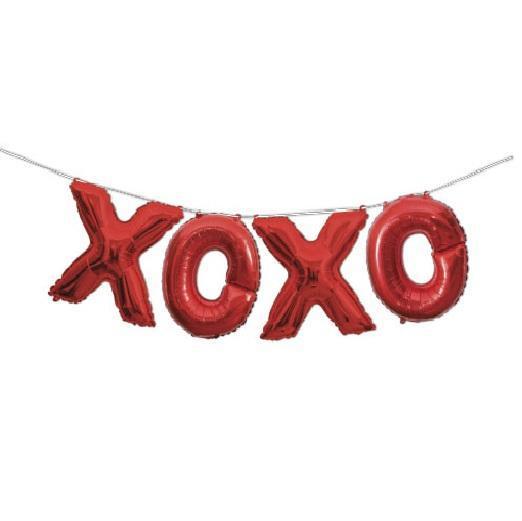Red 'XOXO' Foil Balloon Banner Kit-Party Things Canada
