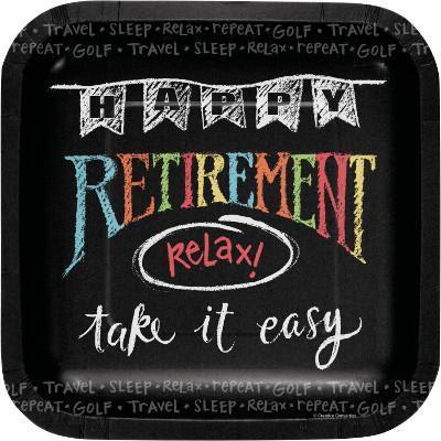 Retirement Chalk Luncheon Plates-Retirement Party Supplies and Decorations-Party Things Canada