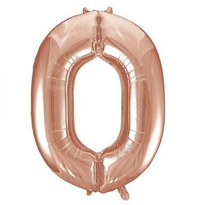 Rose Gold "0" Foil Numeral Balloon-Numbers Age Metallic Helium Balloons-Party Things Canada