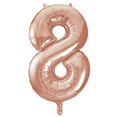 Rose Gold "8" Foil Numeral Balloon-Numbers Age Metallic Helium Balloons-Party Things Canada