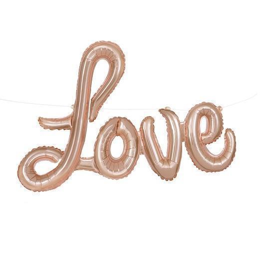 Rose Gold 'Love' Foil Balloon Banner Kit-Party Things Canada