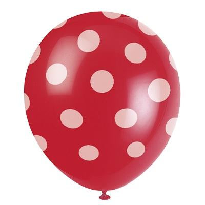 Ruby Red Dots Latex Balloons-Polka Dots Latex Balloons-Party Things Canada