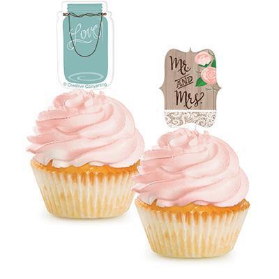 Rustic Wedding Cupcake Toppers-Vintage Farmhouse Wedding Bridal Shower Supplies-Party Things Canada