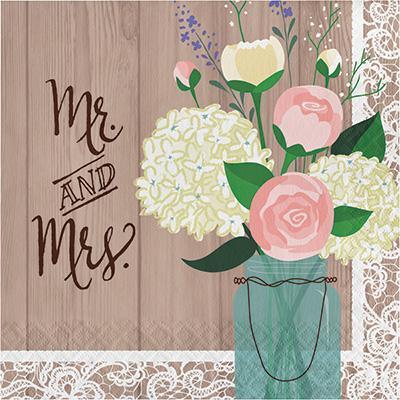 Rustic Wedding Mr and Mrs Luncheon Napkins-Vintage Farmhouse Wedding Bridal Shower Supplies-Party Things Canada