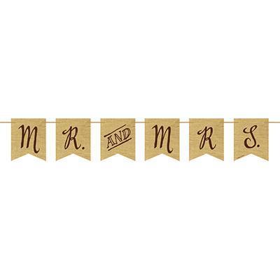Rustic Wedding Mr and Mrs Pennant Banner-Vintage Farmhouse Wedding Bridal Shower Supplies-Party Things Canada