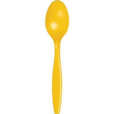 School Bus Yellow Plastic Spoons-School Bus Mustard Yellow Solid Color Tableware-Party Things Canada