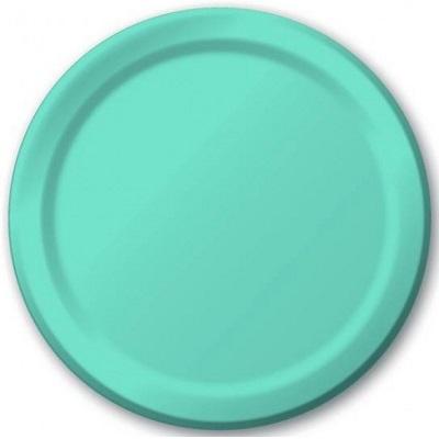Sea Glass Round Paper Dinner Plates-Sea Foam Tiffany Blue Solid Color Tableware-Party Things Canada