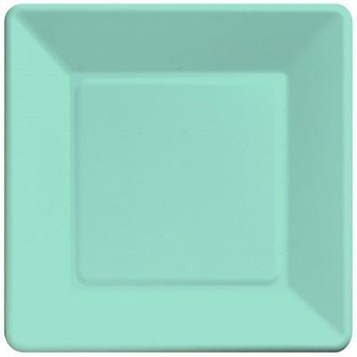 Sea Glass Square Paper Dinner Plates-Sea Foam Tiffany Blue Solid Color Tableware-Party Things Canada