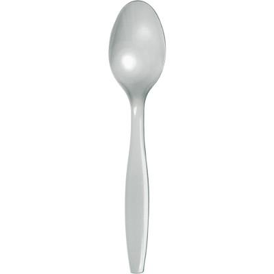 Shimmering Silver Plastic Spoons-Silver Solid Color Tableware-Party Things Canada