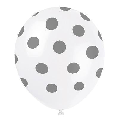 Silver Dots Latex Balloons-Polka Dots Latex Balloons-Party Things Canada