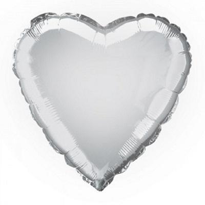 Silver Heart Shaped Foil Balloon-Metallic Helium Balloons-Party Things Canada