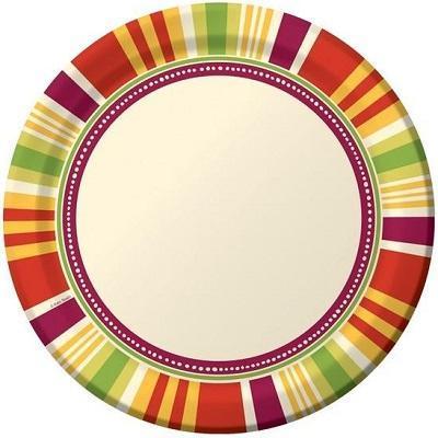 Southwest Chilies Stripes Dinner Plates-Mexican 5 de Mayo Tableware Supplies-Party Things Canada