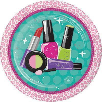 Sparkle Spa Party Icons Dinner Plates-Spa Make-Up Themed Birthday Supplies-Party Things Canada