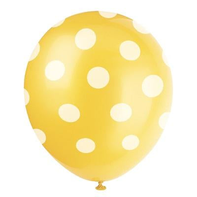 Sunflower Yellow Dots Latex Balloons-Polka Dots Latex Balloons-Party Things Canada