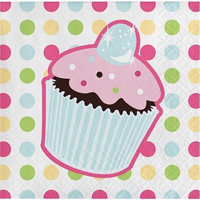 Sweet Treats Beverage Napkins-Cupcakes Themed Girl Birthday Supplies-Party Things Canada