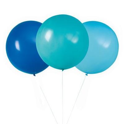 Teal and Blue Large Balloons Trio-Gigantic Solid Color Latex Balloons-Party Things Canada