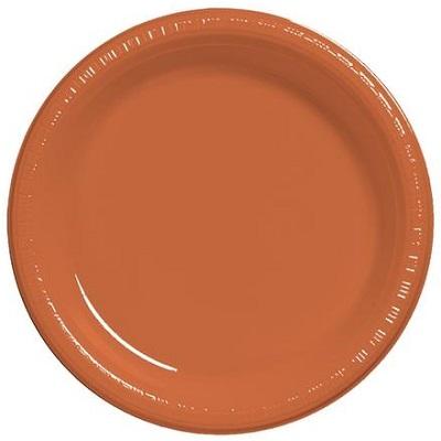 Terracota Plastic Luncheon Plates-Terracotta Earth Brown Solid Color Tableware-Party Things Canada