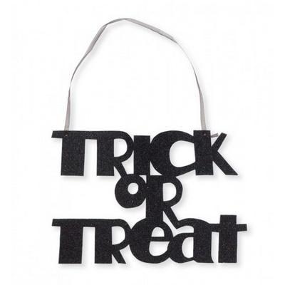 Trick or Treat Glittery Black Door Sign-Halloween Decorations-Party Things Canada