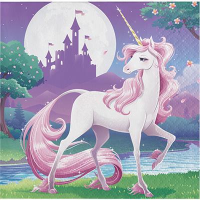 Unicorn Fantasy Beverage Napkins-Unicorns Themed Birthday Supplies-Party Things Canada