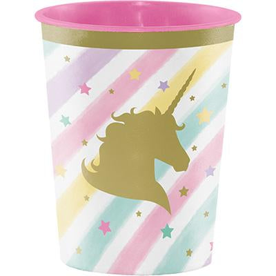 Unicorn Sparkle Plastic Favor Cup-Gold Sparkle Unicorns Birthday Supplies-Party Things Canada