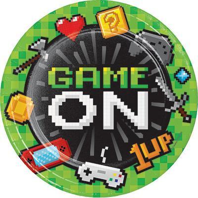 Video Game Party Dinner Plates-Minecraft Video Games Themed Birthday Supplies-Party Things Canada