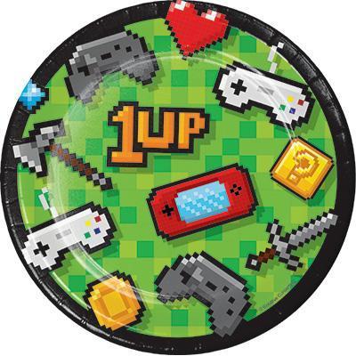 Video Game Party Luncheon Plates-Minecraft Video Games Themed Birthday Supplies-Party Things Canada