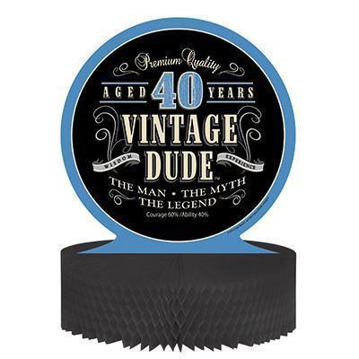 Vintage Dude 40th Centerpiece-Men Birthday Milestones Supplies-Party Things Canada