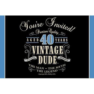 Vintage Dude 40th Invitations-Men Birthday Milestones Supplies-Party Things Canada