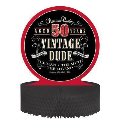 Vintage Dude 50th Centerpiece-Men Birthday Milestones Supplies-Party Things Canada