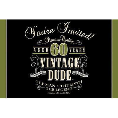 Vintage Dude 60th Invitations-Men Birthday Milestones Supplies-Party Things Canada